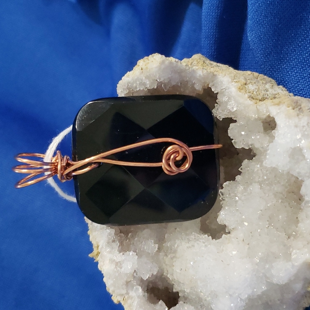 Copper Wrapped Black Onyx Pendant